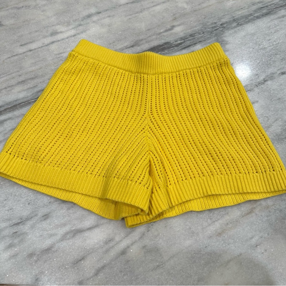 Bailey44 Yellow Crochet Knot Shorts Size Small Summer colorful Bright Sunshine
